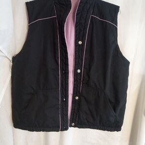 Western Connection Jacket Vest Sz L Cowgirl Black & Mauve High Collar Vtg